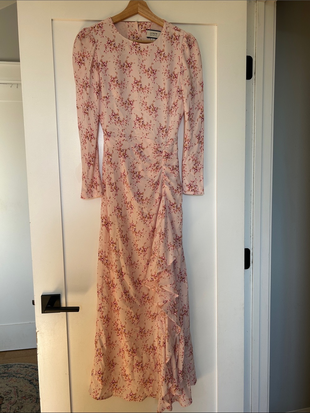 J. Crew Collection Blush Pink Floral Long Sleeve Maxi Dress